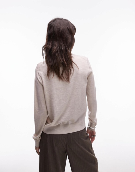 ARKET merino wool knit cardigan in off-white