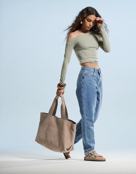 ASOS DESIGN high rise relaxed mom jeans in clean blue