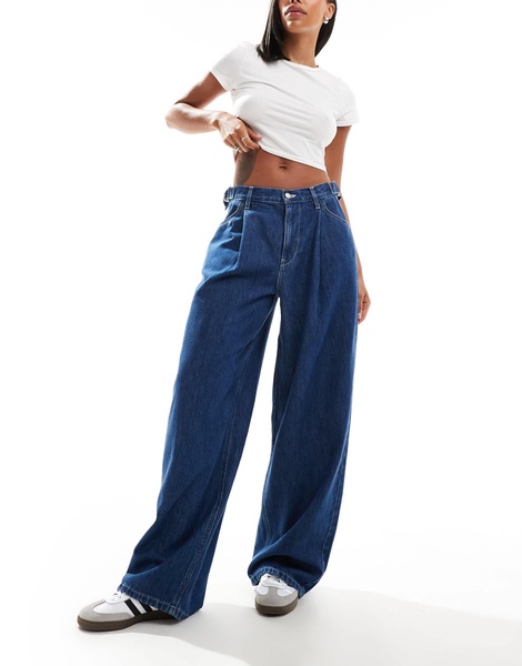 ASOS DESIGN side cinch jeans in indigo