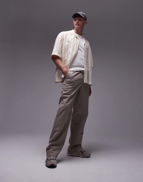 Topman straight pants in ecru