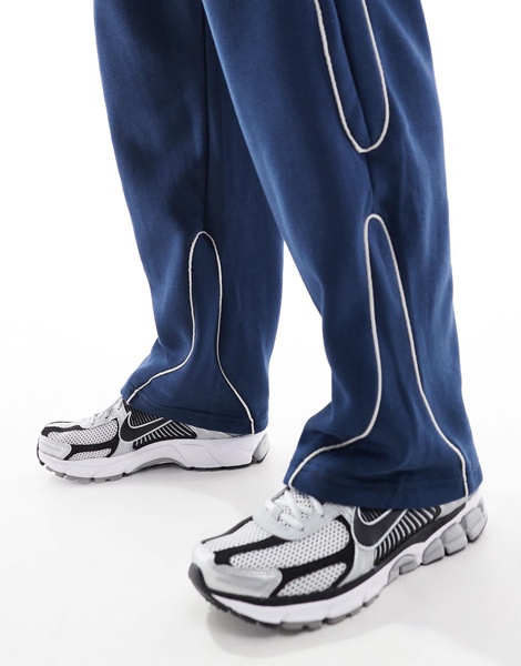 Bershka piped wide leg sweatpants in blue - part of a set