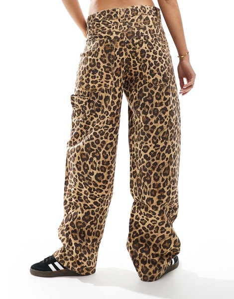Bershka carpenter pants in leopard print