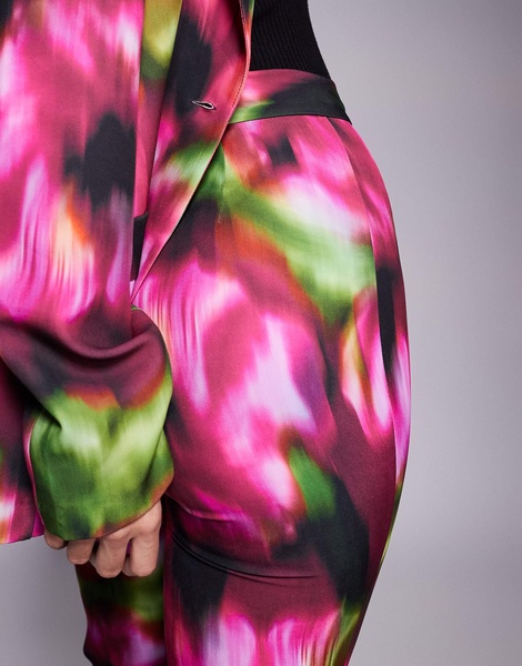 ASOS LUXE tailored pants in dark blurred floral print - part of a set