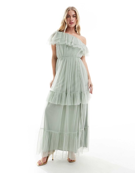 Anaya Premium Bridesmaid bandeau tulle maxi dress sage