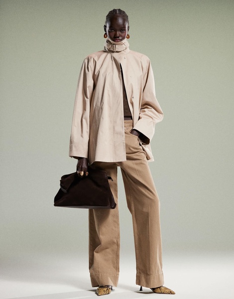 & Other Stories short trench jacket with strap funnel neck detail in beige
