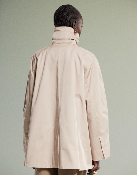 & Other Stories short trench jacket with strap funnel neck detail in beige