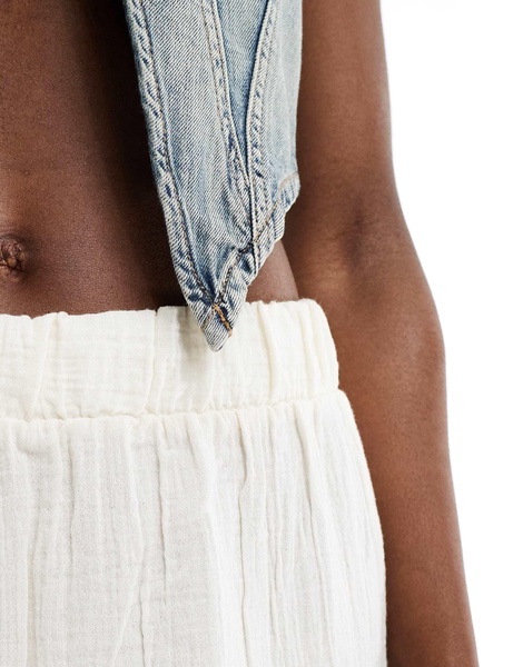 Pieces boho tiered maxi skirt in white