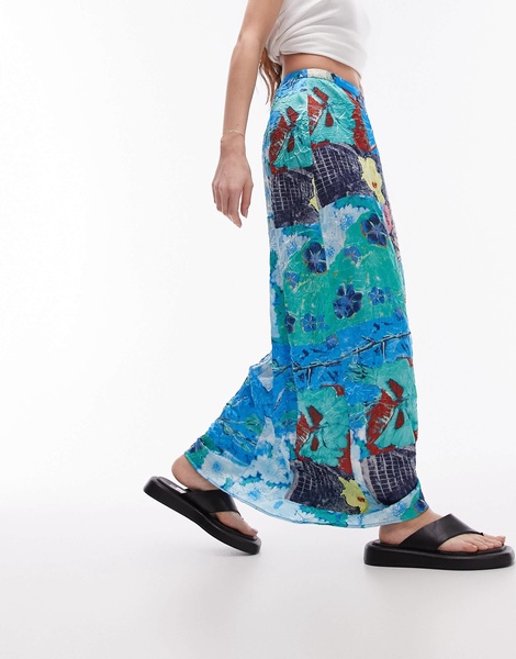 Topshop resort print maxi skirt in multi