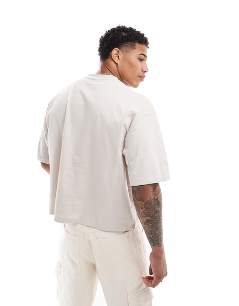 Bershka boxy fit T-shirt in beige