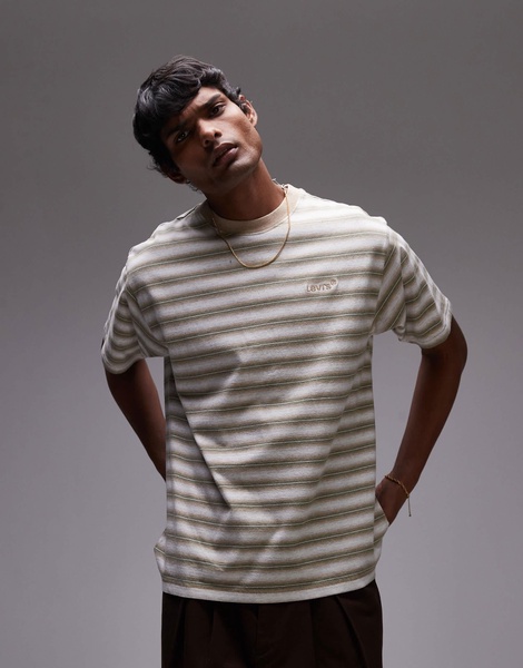 Levi's Red Tab vintage relaxed fit logo stripe t-shirt in mid green heather