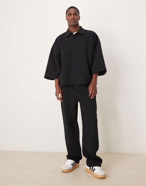 ASOS DESIGN extreme oversized sweatshirt with 3/4 length sleeve in black - part of a set
