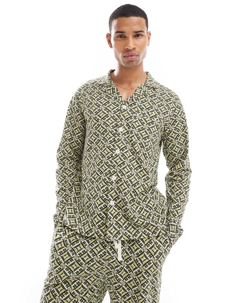 Another Influence printed relaxed pajama set in sage green