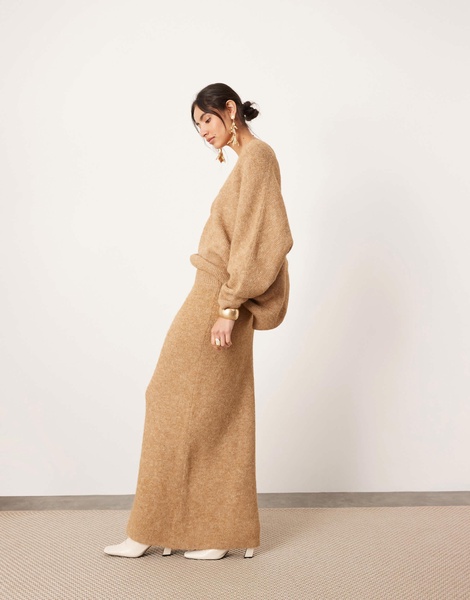 ASOS EDITION knit maxi skirt in biscuit - part of a set