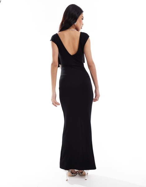 ASOS DESIGN knot strap detail midi dress in black