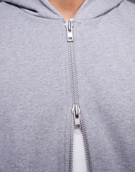 ASOS DESIGN premium heavyweight oversized zip through hoodie 400gsm with fixed hem in gray heather