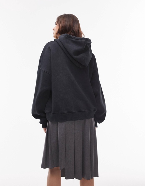 Topshop oversized washed hoodie in gray