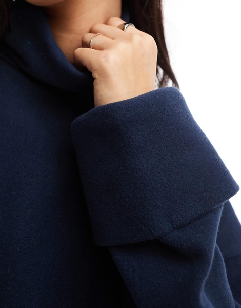 ASOS DESIGN supersoft turtleneck sweater with cuff detail in navy