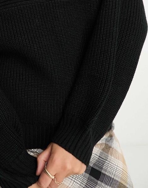 Monki Libby high neck sweater in black