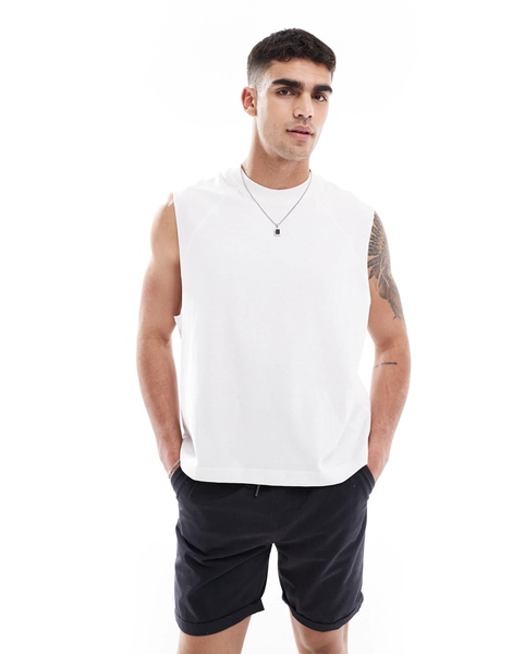 Bershka worker tank in white