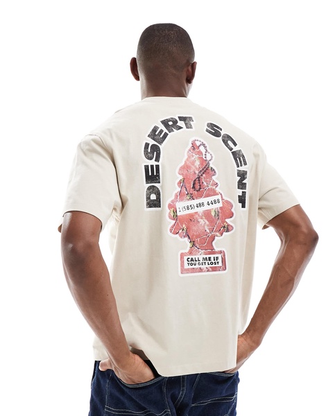 Bershka Everlast boxer T-shirt in beige