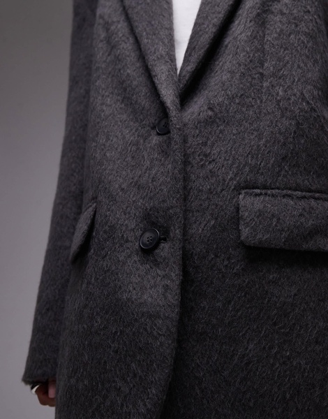 Topshop brushed wool mix blazer coat in gray