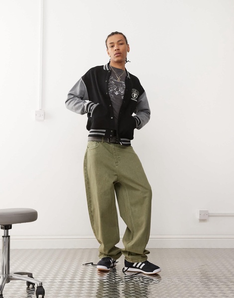 Aape By A Bathing Ape logo college varisty jacket in black