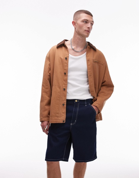 Carhartt WIP simple denim jorts in dark wash blue