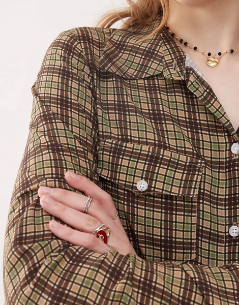Reclaimed Vintage Maxi Shirt Dress In Check