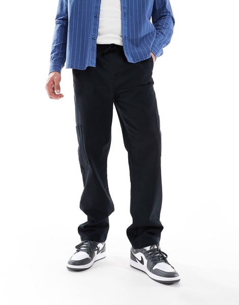 ASOS DESIGN straight leg cargo pants in black