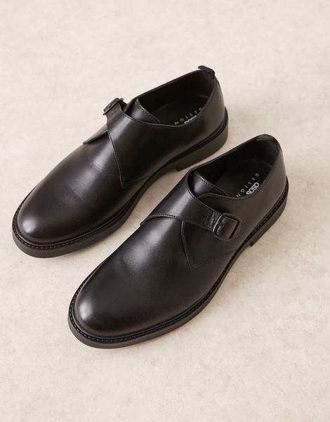 ASOS DESIGN monk shoes in black leather