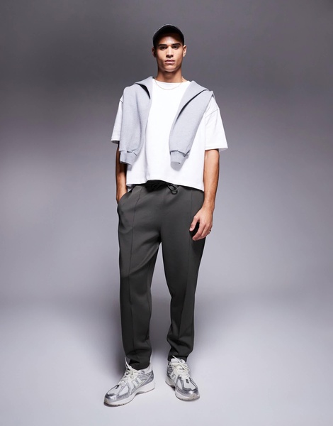 ASOS DESIGN tapered scuba sweatpants in khaki
