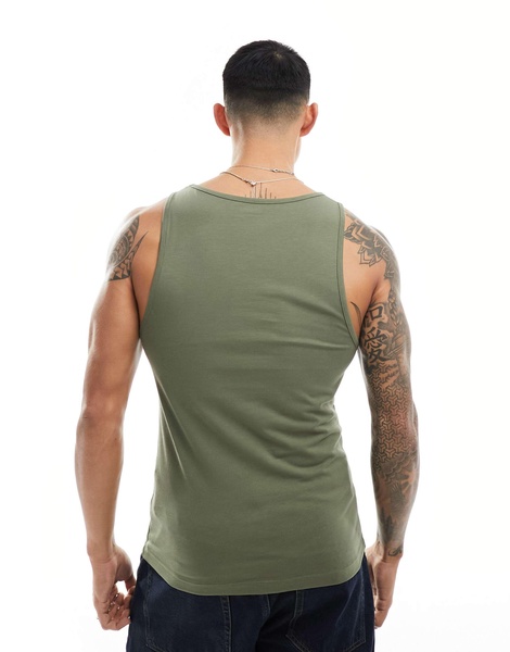 ASOS DESIGN muscle fit tank in khaki