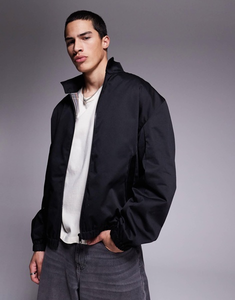 ASOS DESIGN oversized track jacket in black