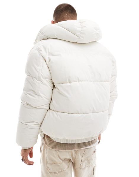 Bershka puffer jacket with hood in white