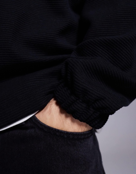 ASOS DESIGN heavyweight oversized dropped shoulder boxy sweatshirt with half zip in black rib