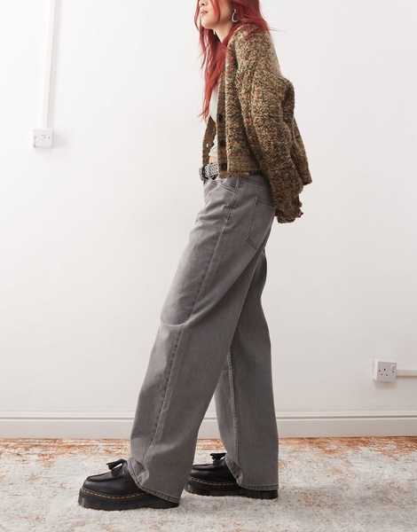 Reclaimed Vintage low rise baggy jeans in washed charcoal