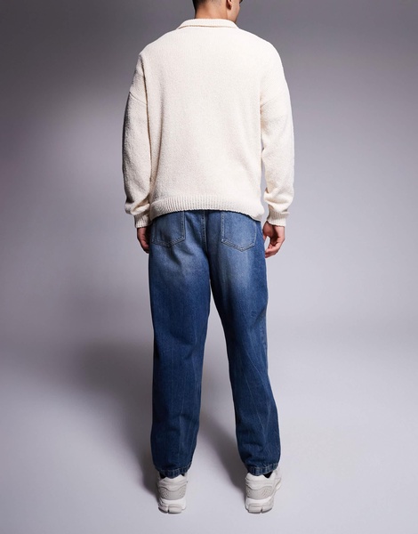 ASOS DESIGN balloon fit jeans with vintage tint in mid dark wash blue