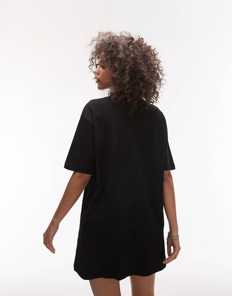 AllSaints Dawn wolf print t-shirt dress in black