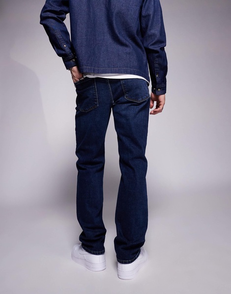 River Island straight fit jeans in dark wash blue