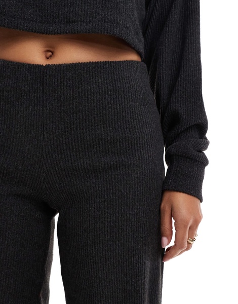 Bershka soft touch wide leg pants in dark gray - part of a set