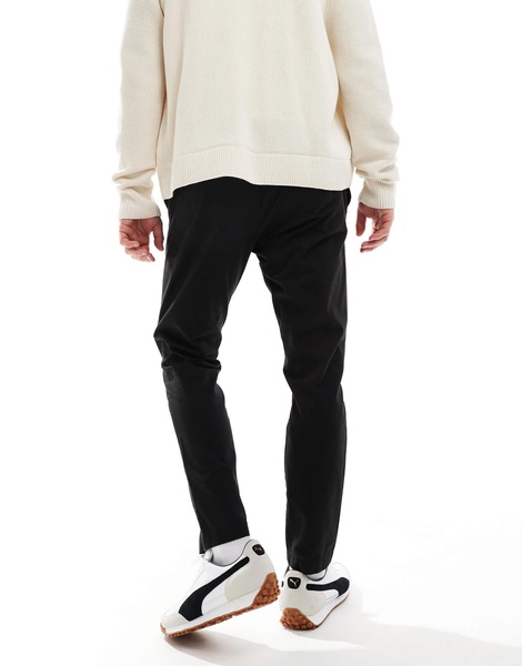 Brave Soul twill pants with elastic waist in black