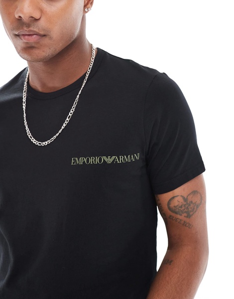 Emporio Armani Bodywear 2-pack crew neck tees with logo branding in black
