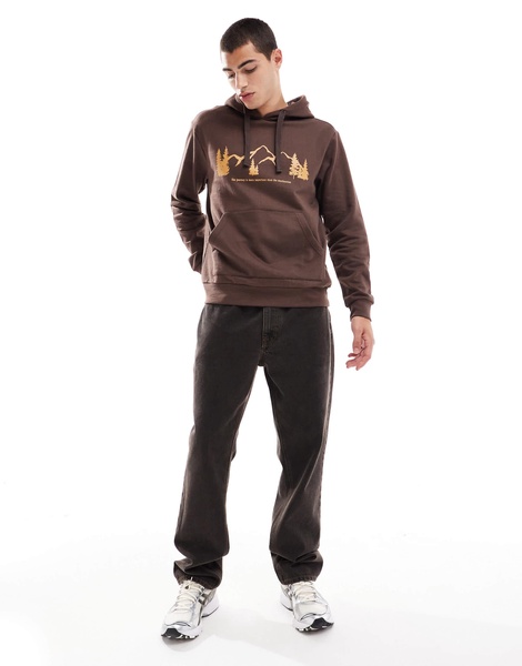 Another Influence les monts slogan hoodie in brown