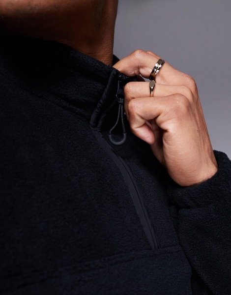 ASOS DESIGN oversized quarter zip fleece sweatshirt in black
