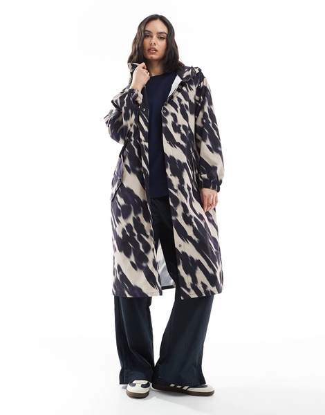 ASOS DESIGN shower proof rain jacket in black and white abstract
