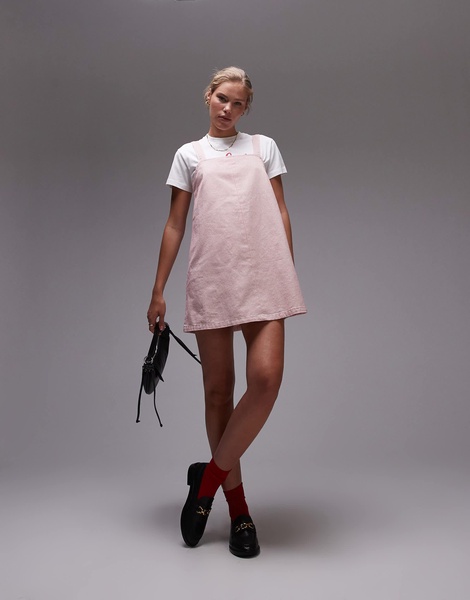Topshop denim boxy cami dress in red stripe