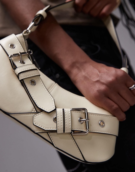 Topshop Saira buckle shoulder bag in lemon