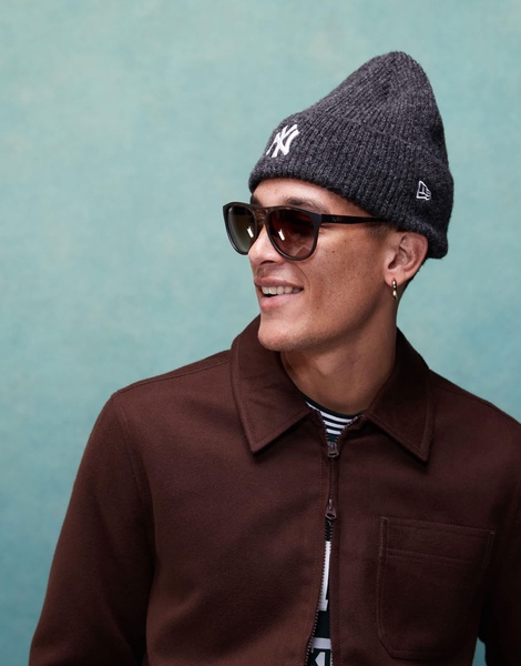 ASOS DESIGN wool look worker jacket in brown