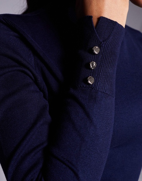 River Island roll neck sweater in navy