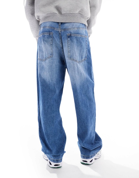 Bershka baggy jeans in mid blue